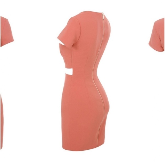 NWT House of CB Salmon Coral Cutout Short Sleeve Bodycon Mini Dress Size M - Picture 13 of 15